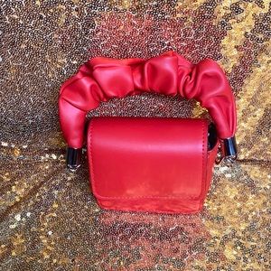 Red Draped handle mini crossbody bag